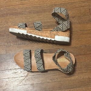 Catherine Malandrino Black and Cream Strappy Sandals